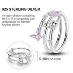 Anillos de circón en forma de corazón rosa para mujer, joyería de compromiso de boda romántica fina, anillos de Color plateado, primavera 925 29