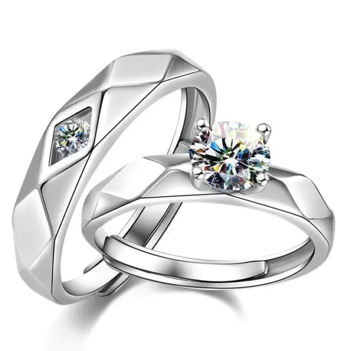 nuevos anillos geométricos simples de acero inoxidable, anillo abierto ajustable para parejas para mujeres y hombres, regalos de joyería de moda para boda 1