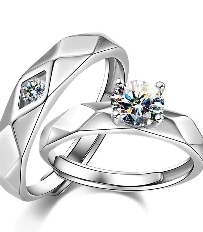 nuevos anillos geométricos simples de acero inoxidable, anillo abierto ajustable para parejas para mujeres y hombres, regalos de joyería de moda para boda 1