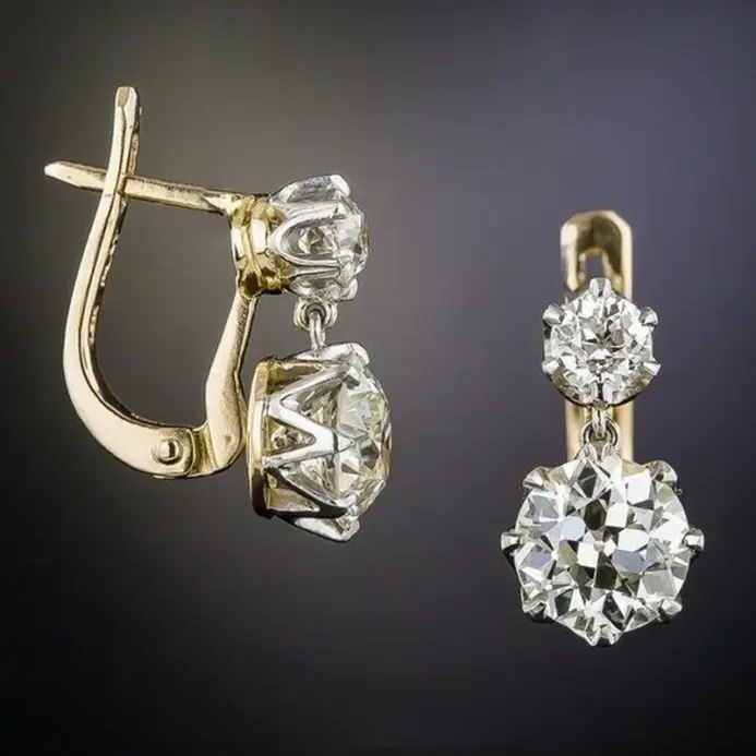 Pendientes únicos de cristal blanco, pendientes de aro colgantes de Color dorado, regalo de aniversario, joyería para fiesta y boda, accesorios para mujer 1
