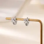 Pendientes elegantes con lazo de circón para mujer, aretes con lazo de Color dorado de acero inoxidable, regalo de joyería impermeable para boda de lujo 3