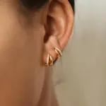 Pendientes de aro de circonio de doble capa de acero inoxidable para mujeres y niñas, pendientes Punk elegantes, estilo de tuerca, regalos de joyería de moda para fiesta 4