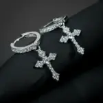 elegante flecha pendientes colgantes en forma de cruz para mujeres/hombres deslumbrante cristal Zirconia Hiphop fiesta mujer/hombre pendientes de moda 1