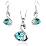 Colgante de cisne de cristal para niña, conjunto de joyería de moda, regalo de cumpleaños, collar, pendiente, calidad, envío directo 1