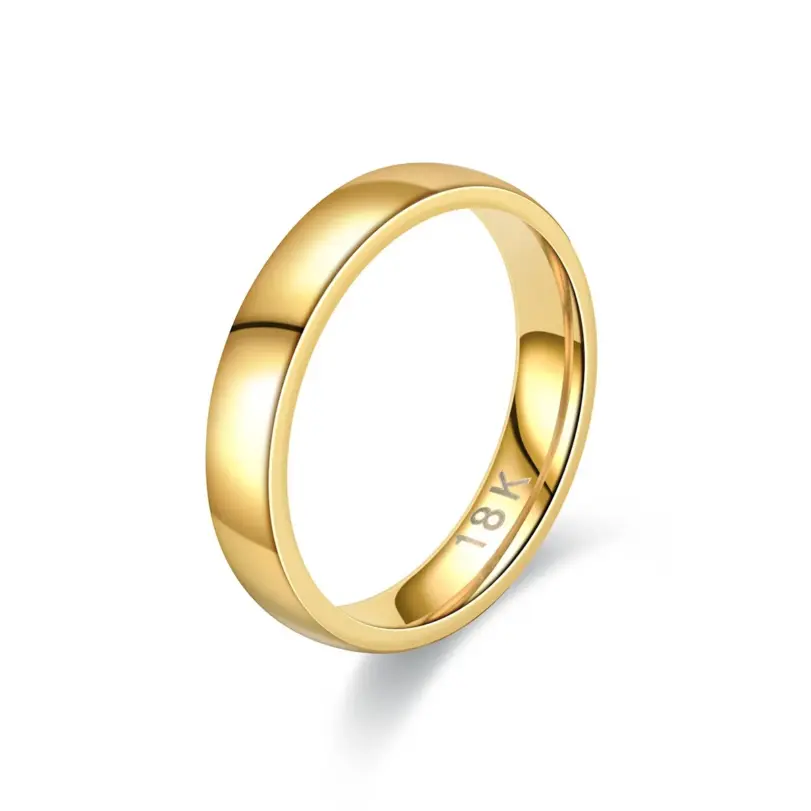 Anillo chapado en oro Color moda mujer Simple pareja anillo de boda joyería de compromiso regalo 10