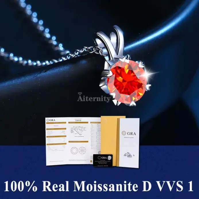 Alta joyería de plata de ley S925, collar con colgante de moissanita 100%, Color D con certificado GRA para boda y fiesta de mujer 2