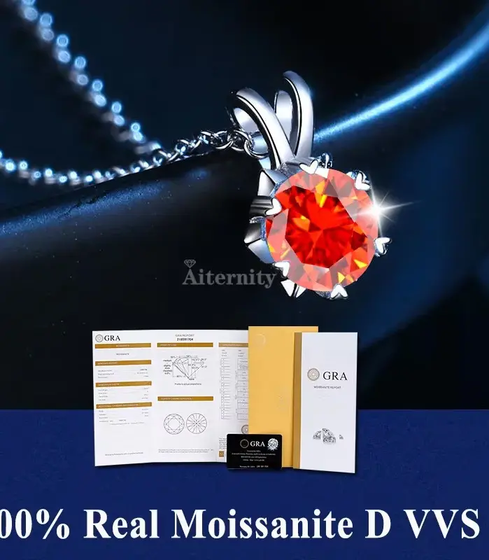 Alta joyería de plata de ley S925, collar con colgante de moissanita 100%, Color D con certificado GRA para boda y fiesta de mujer 2