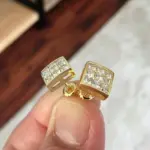 pendientes cuadrados de lujo de Color dorado para mujer, Piercing para la oreja con piedra CZ, aretes sencillos y elegantes para chica, joyería de Hip Hop 2
