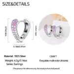 Pendientes de aro en forma de corazón con degradado de color rosa, de Plata de Ley 925, pendientes brillantes de circonita CZ, regalos de joyería de cumpleaños para mujer 5 Pendientes de aro en forma de corazón con degradado de color rosa, de Plata de Ley 925, pendientes brillantes de circonita CZ, regalos de joyería de cumpleaños para mujer 5