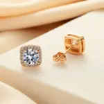 Pendientes tipo botón de plata fina GRA Moissanite S925 para mujeres y hombres con 2 certificados, pluma de prueba de diamante, joyería fina 5