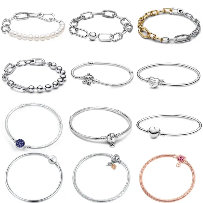 Nueva Pulsera de Plata de Ley 925 de Moda con Hojas y Perlas Azules, Compatible con Pulseras DIY Originales, Joyería para Mujer 1