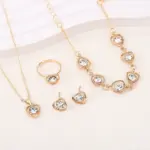 Conjunto de 4 Uds. De collar de cristal con forma de corazón para mujer, pulsera, anillo, pendiente, exquisito conjunto de joyería para fiesta y boda, regalo de vacaciones 5