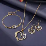 Conjunto de collar y pendientes de moda coreana, estilo doble amor, lujo ligero, exquisito, europeo y americano, transfronterizo. 1