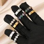 Anillo clásico redondo de acero inoxidable con circonita para mujer, sortija de compromiso de Color dorado plateado a la moda, regalo de joyería 3