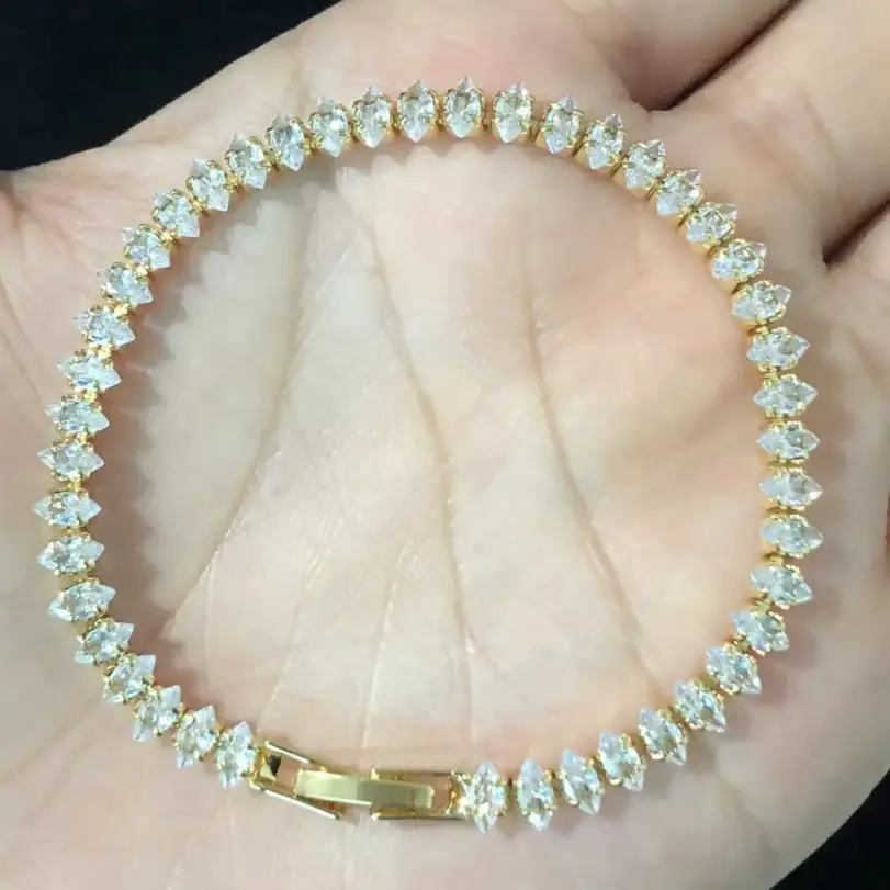 Pulseras de cadena geométrica de cristal romano de lujo para mujer, pulsera de tenis gótica de moda con diamantes de imitación, dije de marquesa, joyería de boda 6