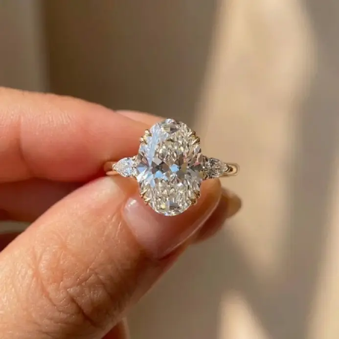 Preciosos anillos de piedra ovalados brillantes de circonia de Plata de Ley 925 para mujer, joyería fina de lujo de alta calidad para compromiso y boda 1
