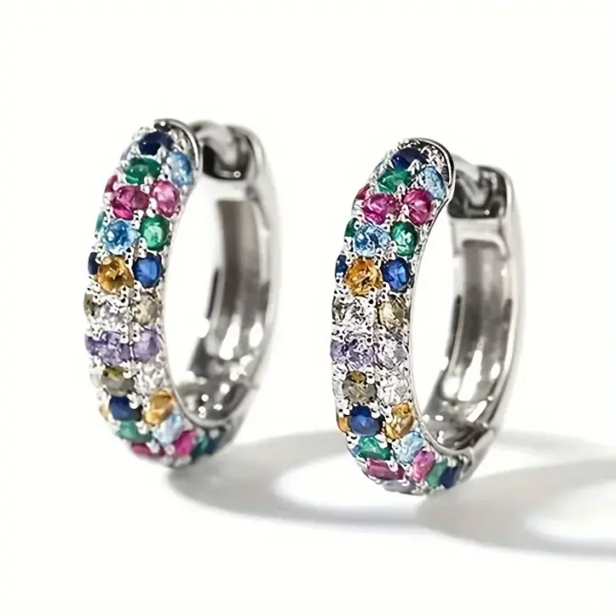 2 unids/par moda lindo, versátil y encantador pendientes de aro redondos coloridos de moda para mujeres y hombres, regalos de cumpleaños del Día de San Valentín 1
