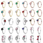 Anillo de plata 925 con piedra de corazón, nuevo superventas, anillos blancos y rosas, adecuados para cualquier ocasión, regalo de cumpleaños DIY a juego 1
