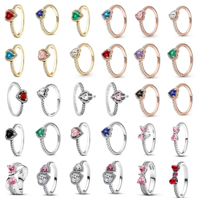 Anillo de plata 925 con piedra de corazón, nuevo superventas, anillos blancos y rosas, adecuados para cualquier ocasión, regalo de cumpleaños DIY a juego 1