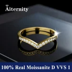 Anillo de compromiso clásico con forma de V, 100% Plata de Ley 925, Color VVS1 D, corte redondo, piedra preciosa de moissanita auténtica, joyería fina con GRA 1