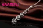 Conjunto de collares y pendientes largos para mujer, joyería de boda, conjuntos de joyería de boda de cristal de Color Plata de Ley 925 3