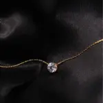 Collar de acero inoxidable chapado en oro para mujer, delicado y minimalista, con dije de circón, cadena antideslustre, redondo, piedra Cz transparente, joyería 2