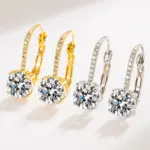Sello brillante de lujo para mujer, pendientes de plata de ley 925 chapados en oro con incrustaciones de Boutique, pendientes de gota de gancho de circón blanco, regalo 4
