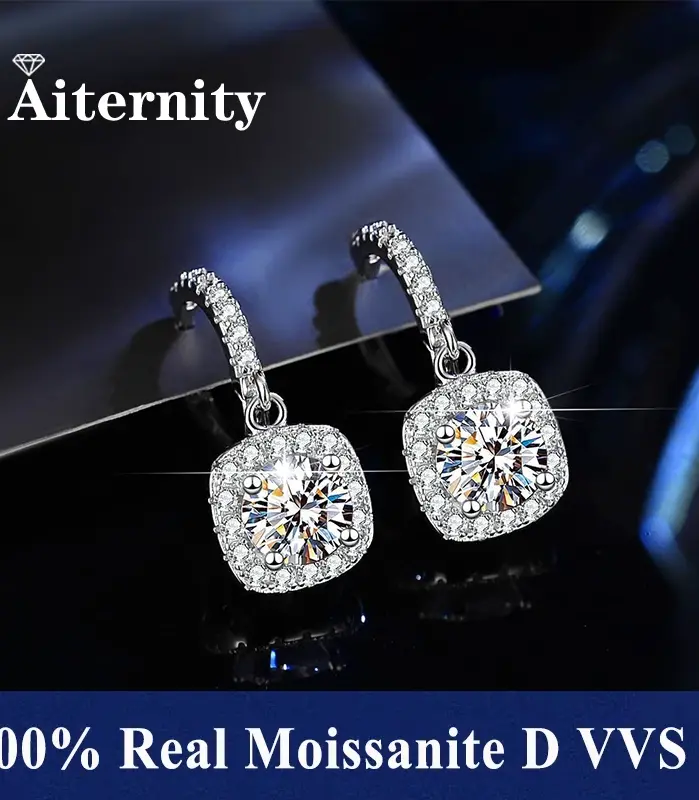 Certificados GRA 100% moissanita auténtica Plata de Ley 925 D VVS1 Pass Diamond Tester Pen pendientes de tuerca de moissanita para mujer 1