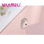 Anillo de Plata de Ley 925 de Color, regalos simples y dulces de estilo romántico para amantes, forma cruzada de amor para mujeres, joyería para ceremonia de compromiso 2