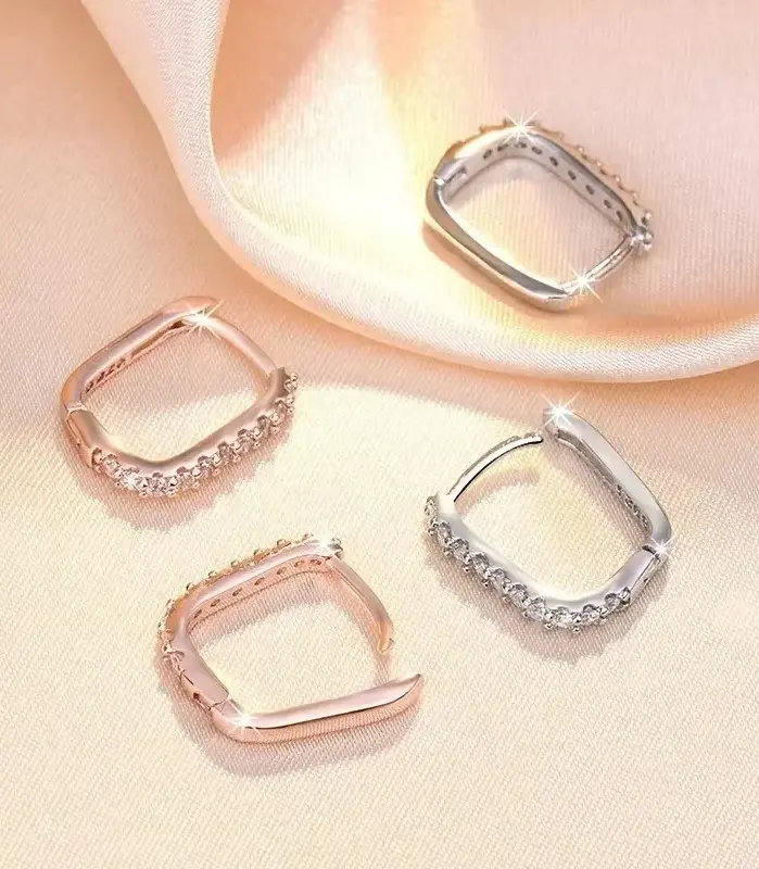 Pendientes de aro circulares de Plata de Ley 925 para mujer, pendientes de circonia de cristal de lujo a la moda, joyería versátil para fiesta y boda 2
