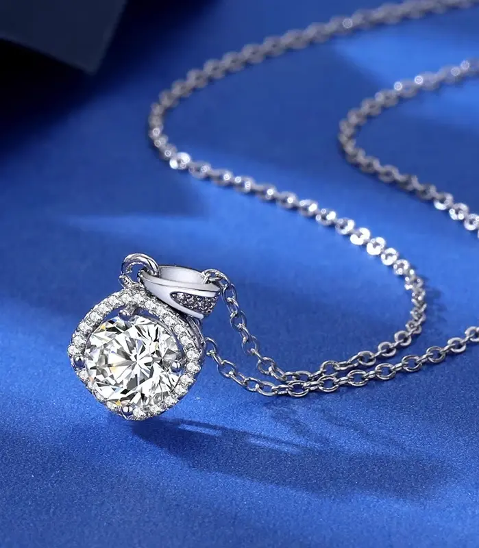 Collar con colgante de moissanita 100% auténtica, Color D, certificado GRA de 1 quilate para mujer, joyería fina de plata de ley S925 para boda y novia 2