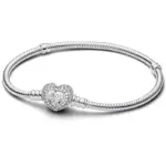 Pulsera de corazón de amor dulce de circón de Plata de Ley 925, fabricación de cuentas DIY, pulseras originales de Pan, regalo de joyería fina 4