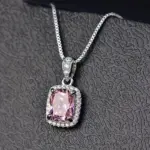 collar con colgante de circonia cúbica geométrica para mujer, temperamento de lujo, tendencia de boda, accesorio para el cuello, joyería de fiesta 3