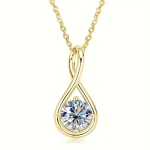 collar con colgante para mujer, Circonia cúbica brillante con incrustaciones, Color plateado/dorado, accesorios de moda diarios para fiesta de boda 5