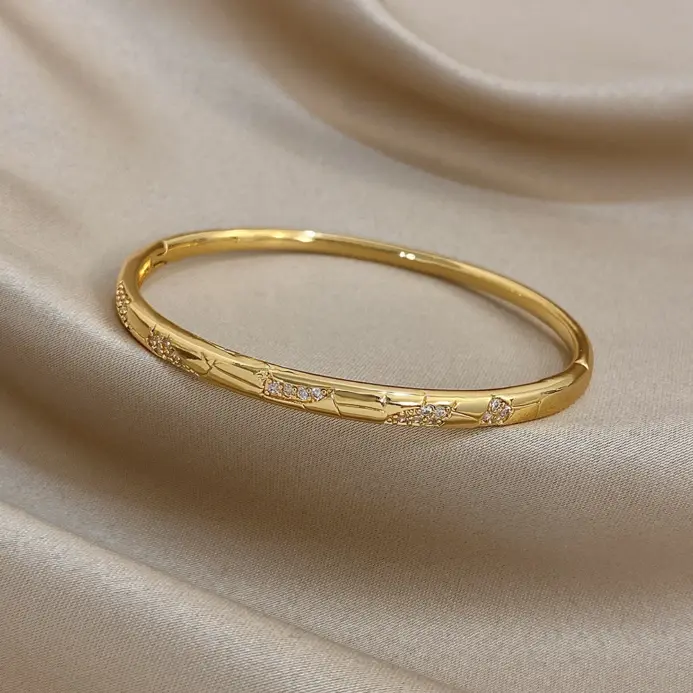 pulsera fina con estampado irregular para mujer, brazalete fino con incrustaciones de diamantes, chapado en cobre, dorado, diseño Original fino, regalo de fiesta 2