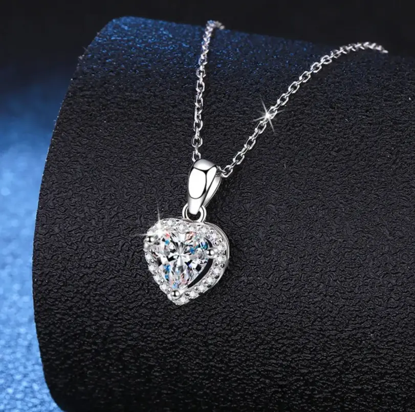 Collar de Moissanita con Corte Corazón de 1 Quilate para Mujer, Oro de 18K y Plata de Ley 925 con Certificado GRA, Joyería Sencilla para Uso Diario, Regalo 3