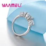 Gran oferta de anillos de plata de ley 925 con 3 circonitas de piedra CZ para hombres y mujeres, joyería de compromiso de boda 5