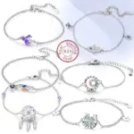 Pulsera Original de Plata de Ley 925, pulsera con dijes de 17-20CM, pulsera de corazón para mujer, pulsera, dijes, regalos de joyería de cumpleaños 1
