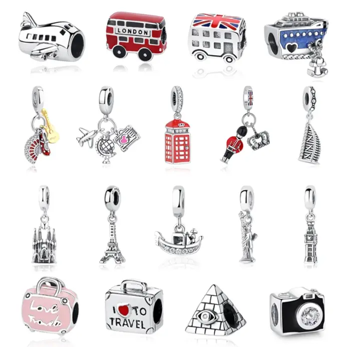 100% Original grano del encanto de la plata esterlina 925 de Taxi de la motocicleta rueda encantos Fit Pandora pulseras de las mujeres de la joyería de Diy 1