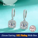 Pendiente cuadrado de circón Color D VVS1 para mujer, pendientes chapados en plata de ley S925 de 18K como brillante como joyería de diamantes 6