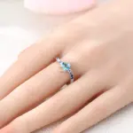 Juego de Joyería Original de Plata de Ley 925, Aretes, Anillos y Collar con Diseño de Tortuga Brillante para Mujer, Regalo de Joyería Fina y Elegante 6