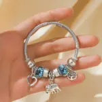 1 pulsera de aleación con colgante de árbol de la vida, elefante, corazón de melocotón, estilo familiar, para viajes al aire libre, banquete, fiesta, regalo de Festival 2