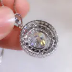 precioso collar de boda para novia, mosaico de circonia cúbica AAA, colgante redondo, accesorios elegantes para el cuello, joyería de moda 4