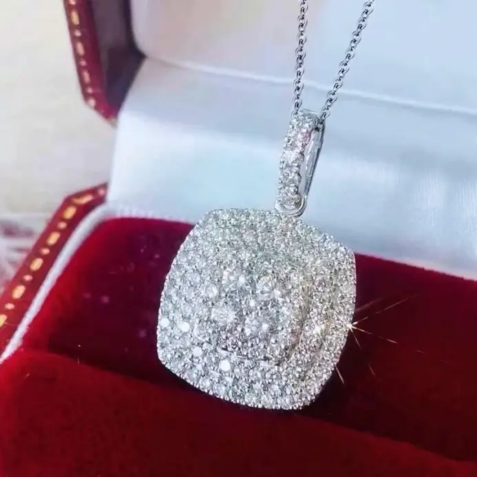 collar de circonia cúbica brillante para mujer, colgante brillante, joyería delicada para compromiso y boda 1