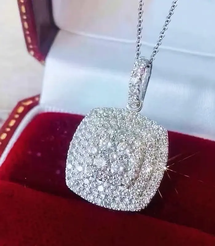 collar de circonia cúbica brillante para mujer, colgante brillante, joyería delicada para compromiso y boda 1