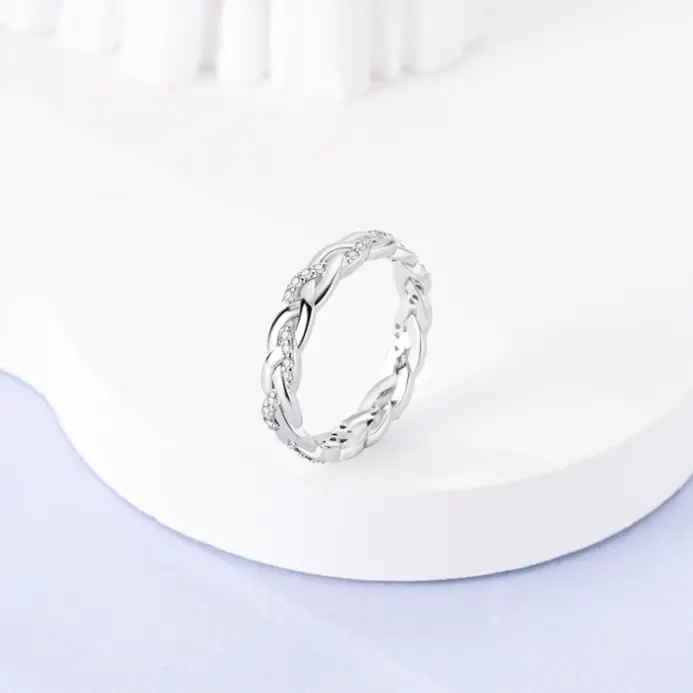 Nuevos anillos de plata de ley 925 originales, anillo de circón de plata infinita apilable para mujer, regalo de joyería de cumpleaños y aniversario de boda 3