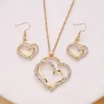 Conjunto de collar y pendientes de moda coreana, estilo doble amor, lujo ligero, exquisito, europeo y americano, transfronterizo. 4