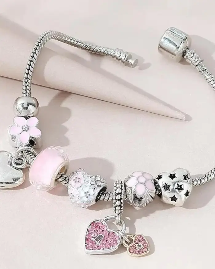 Pulsera de amor con cuentas de varios elementos para mujer, accesorios de joyería para la familia, regalo de vacaciones de fiesta de vestir diario, 1 unidad, 005 1