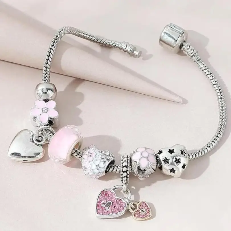 Pulsera de amor con cuentas de varios elementos para mujer, accesorios de joyería para la familia, regalo de vacaciones de fiesta de vestir diario, 1 unidad, 005 1
