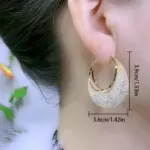Pendientes de aro con diseño de malla brillante exagerada, joyería de hierro con incrustaciones de diamantes de imitación, estilo informal elegante para mujer, pendientes de fiesta 3